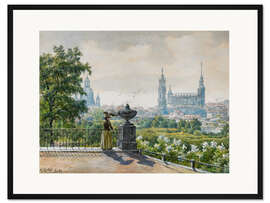 Gerahmter Kunstdruck Ansicht von Dresden, Margarethe Heckel, 1889