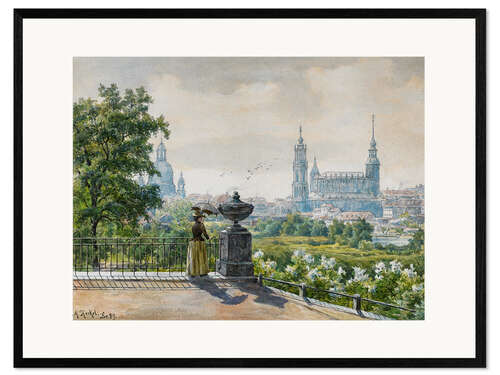 Impressão artística com moldura View of Dresden, Margarethe Heckel, 1889