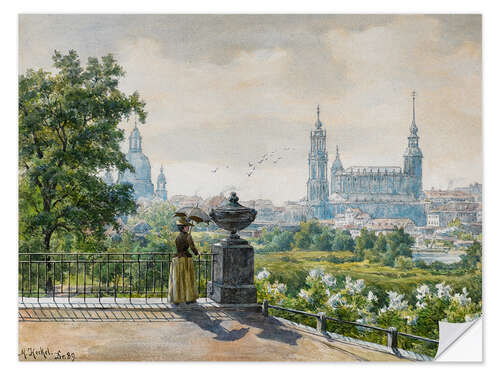 Selvklebende plakat View of Dresden, Margarethe Heckel, 1889