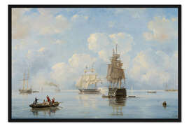 Gerahmter Kunstdruck Kanonensalut an einem niederländischen Hafens, Ary Pleysier