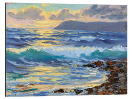 Magnettafel Brandung bei Sonnenuntergang