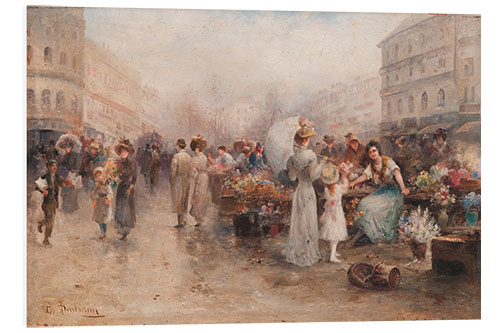 Foam board print Flower Market, 1890