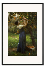 Gerahmter Kunstdruck Mutter und Kind in einem Orangengarten