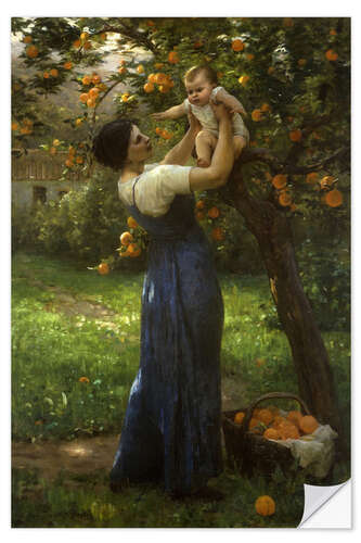 Selvklæbende plakat Mother and Child in an Orange Grove