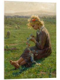 Akrylbilde Girl With a Wreath of Field Flowers