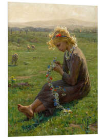 Foam board print Girl With a Wreath of Field Flowers