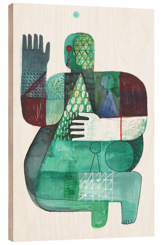 Wood print Bodies of Land and Water 1, 2023