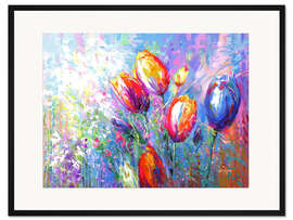Gerahmter Kunstdruck Bunte Tulpen