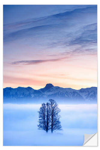 Sticker mural Tree in a Sea of Fog in Front of the Stockhorn II