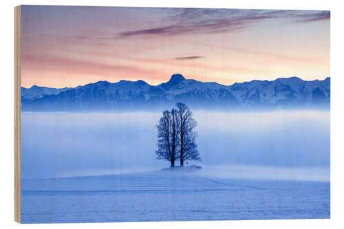 Holzbild Baum im Nebelmeer vor dem Stockhorn I