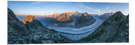 Print på skumplade Aletsch Glacier at Sunrise