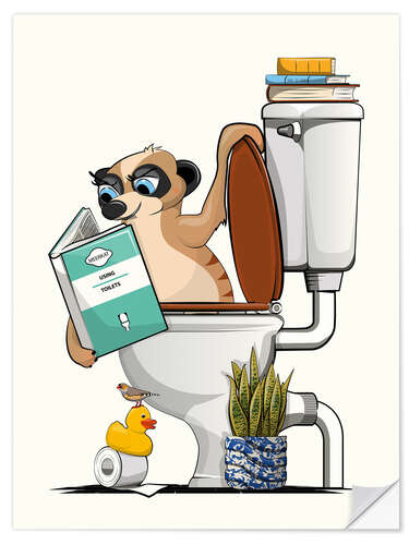 Wall sticker Meerkat Flushes Itself in the Toilet