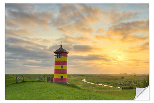 Wandsticker Pilsumer Leuchtturm bei Sonnenaufgang