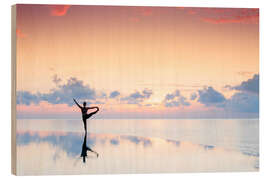 Holzbild Yoga am Meer