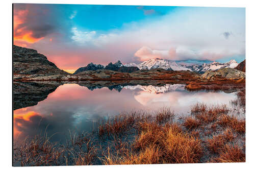 Aluminium print Sunset Behind Monte Disgrazia