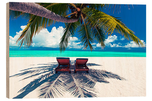 Cuadro de madera Let's Escape to the Maldives Together