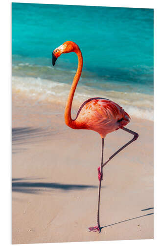 Hartschaumbild Flamingo am Strand