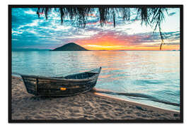 Gerahmter Kunstdruck Boot auf der einsamen Insel