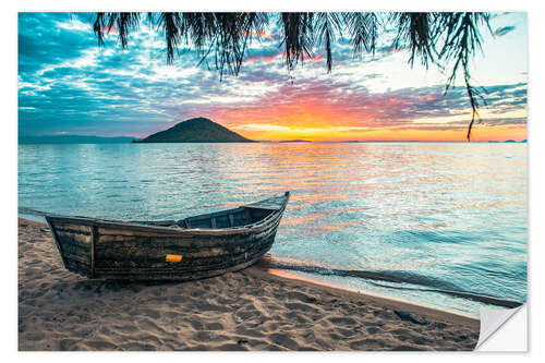 Selvklebende plakat Boat on the Desert Island