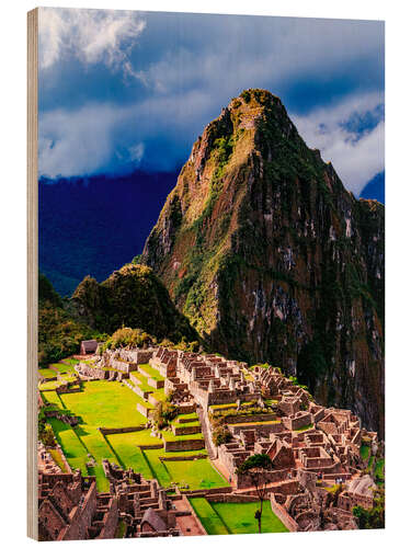 Hout print View of Machu Picchu