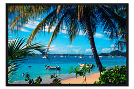 Gerahmter Kunstdruck Reduit Bay, St. Lucia