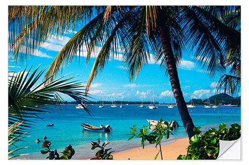 Selvklebende plakat Reduit Bay, St. Lucia