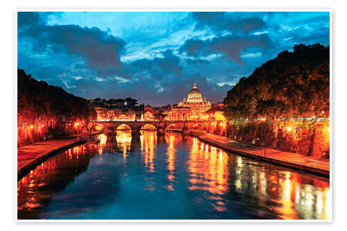 Poster Der Tiber und Sankt Peter, Rom