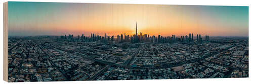 Wood print Dubai Skyline