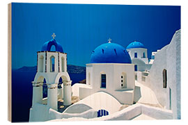 Cuadro de madera Blue Domes in Santorini