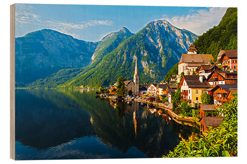 Wood print Lake Hallstatt