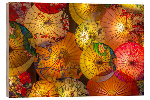 Quadro de madeira Chinese parasols