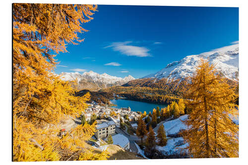 Aluminium print View of Saint Moritz