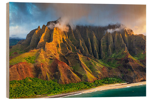 Wood print Na Pali Coast State Park, Kauai