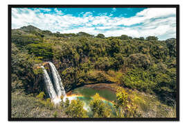 Gerahmter Kunstdruck Wasserfälle in Kauai, Hawaii