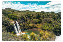 Selvklebende plakat Waterfalls in Kauai, Hawaii