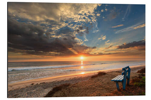 Aluminiumsbilde Bench at The Beach in California