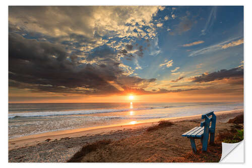 Sticker mural Bench at The Beach in California