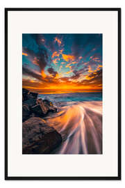 Gerahmter Kunstdruck West Coast Sonnenuntergang
