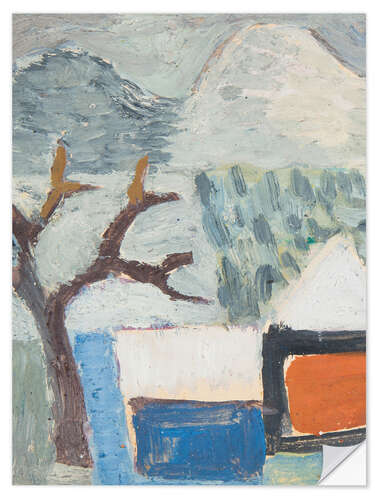 Naklejka na ścianę Abstract Winter Landscape with Houses