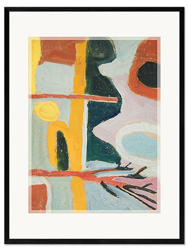 Impression artistique encadrée Abstract Pastel Landscape with a Tree