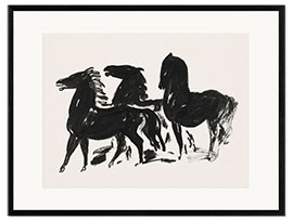 Innrammet kunsttrykk Three Black Horses