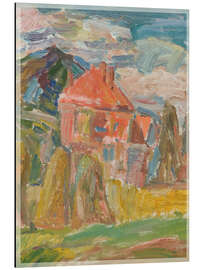 Tableau en aluminium Landscape with a Red House