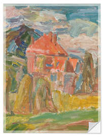 Selvklebende plakat Landscape with a Red House