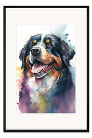 Gerahmter Kunstdruck Happy Bernhardiner