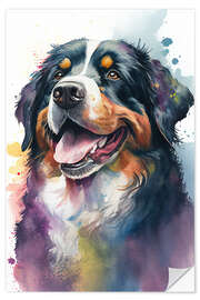 Selvklebende plakat Happy Saint Bernard