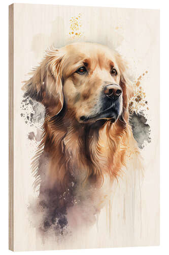 Wood print Golden Retriever