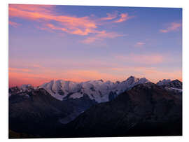 Foam board print Panorama of the Bernina Mountain Range at Sunset