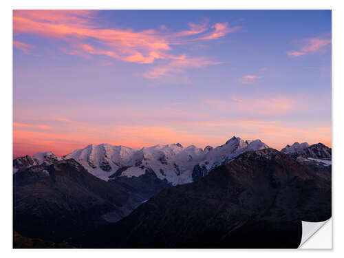 Wandsticker Panorama der Bernina-Bergkette bei Sonnenuntergang