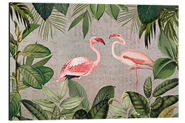 Tableau en aluminium Vintage Flamingo Oasis