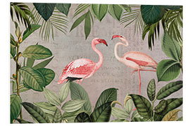 Foam board print Vintage Flamingo Oasis